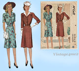 McCall 5292: 1940s Misses WWII Shirtwaist Dress Sz 30 B Vintage Sewing Pattern