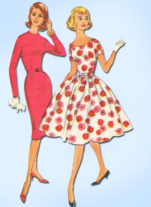 1950s Vintage McCalls Sewing Pattern 5294 Easy to Make Junior Misses' Dress 35B