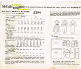 1950s Vintage McCalls Sewing Pattern 5294 Easy to Make Junior Misses' Dress 35B