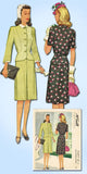 1940s Vintage McCall Sewing Pattern 5297 WWII Misses 2 Pc Suit Dress Size 14 32B - Vintage4me2