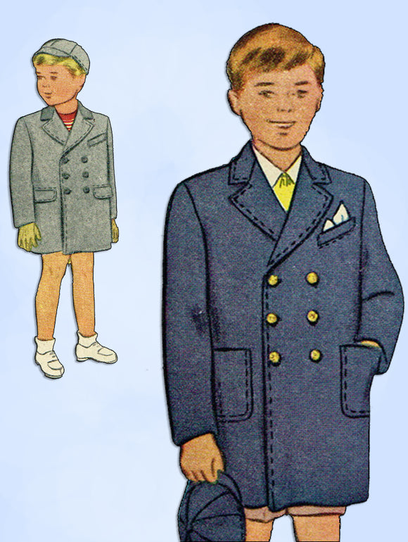 1940s Vintage McCall Sewing Pattern 5316 WWII Toddler Boys Coat and Hat Size 1