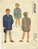 1940s Vintage McCall Sewing Pattern 5316 WWII Toddler Boys Coat and Hat Size 1