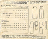 McCall 5319: 1940s Plus Size Women's Slacks Sz 34 Waist Vintage Sewing Pattern