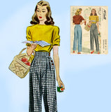 McCall 5319: 1940s Plus Size Women's Slacks Sz 34 Waist Vintage Sewing Pattern