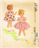 1960s Vintage McCall Sewing Pattern 5388 Uncut Toddler Girls Dress & Popover Sz 2