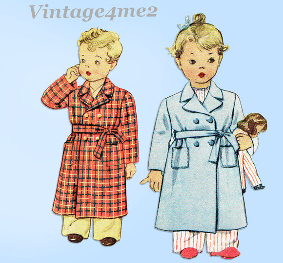 1940s Vintage McCall Sewing Pattern 5431 Cute Toddler Girls Bathrobe Size 6