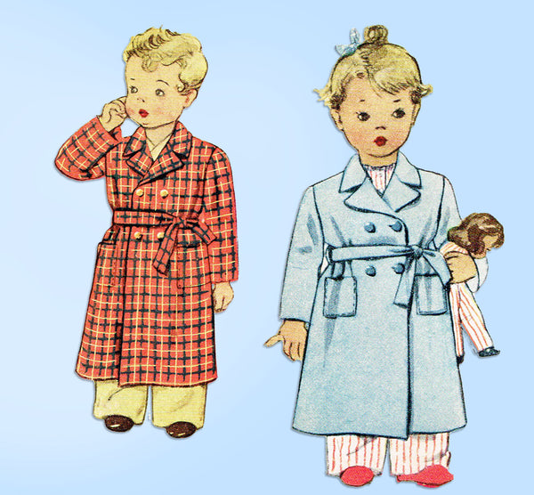 1940s Vintage McCall Sewing Pattern 5431 Cute Toddler Girls Bathrobe Size 6
