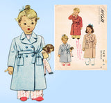 1940s Vintage McCall Sewing Pattern 5431 WWII Toddler Boy Girl Robe Size 3