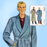 1940s Vintage McCall Sewing Pattern 5465 Classic Men's Bath Robe Sz 34 36 Chest