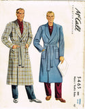 1940s Vintage McCall Sewing Pattern 5465 Classic Men's Bath Robe Sz 34 36 Chest