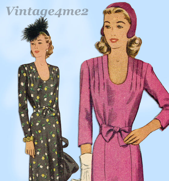 McCall 5488: 1940s Uncut Misses WWII Dinner Dress Sz 36 Bust Vintage Sewing Pattern - Vintage4me2