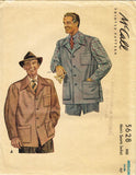 1940s Vintage Mens Sports Coat Uncut 1944 McCall Sewing Pattern 5628 Size MED