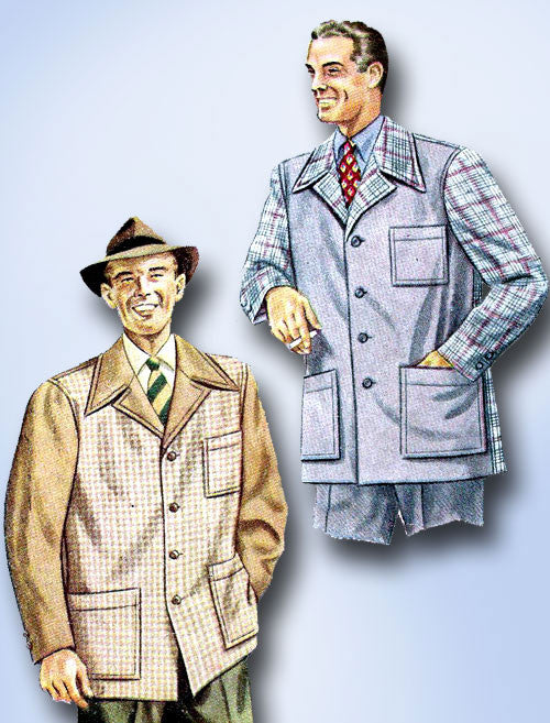 1940s Vintage Mens Sports Coat Uncut 1944 McCall Sewing Pattern 5628 Size MED