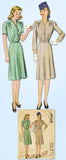 1940s Vintage McCall Sewing Pattern 5638 Misses WWII Shirtwaist Dress Size 32 B