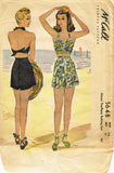 1940s Vintage McCall Sewing Pattern 5648 Misses WWII 2 Pc Bathing Suit Size 34 B