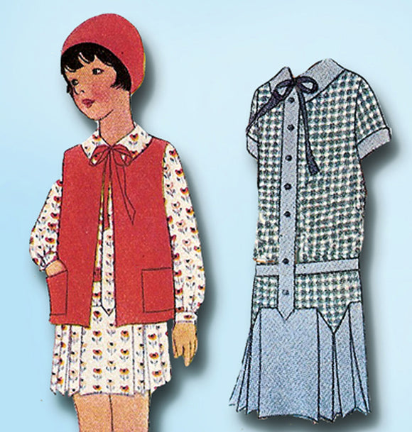 1920s Vintage McCall Sewing Pattern 5692 Uncut Toddler Girls Flapper Dress Sz 6 - Vintage4me2