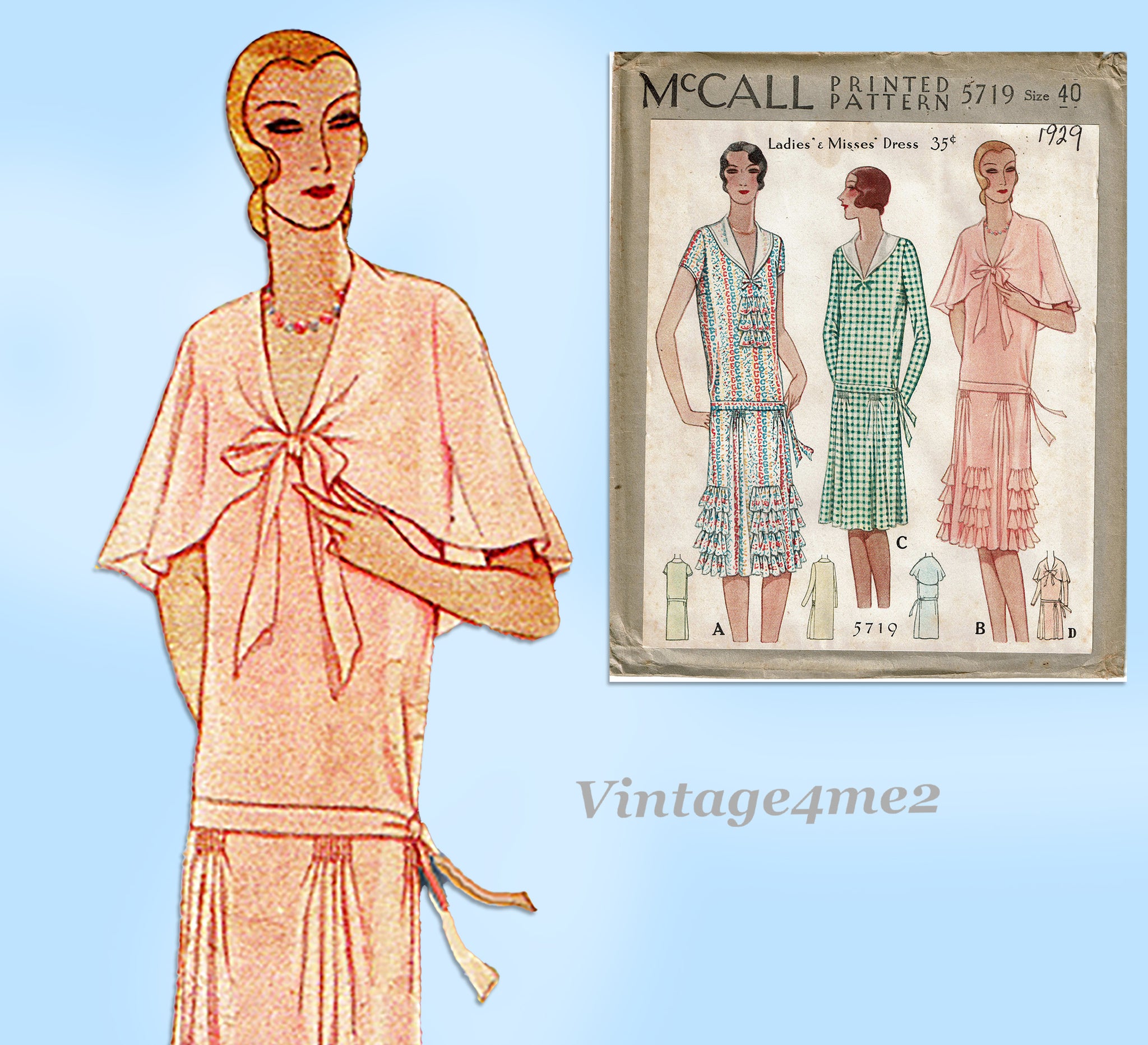 womens flapper dress McCall 5719: 1920s Plus Size Womens Flapper Dress 40 Bust Vintage Sewi –  Vintage4me2