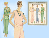 McCall 5724: 1930s Uncut Misses 2 Piece Pajamas Size 34 B Vintage Sewing Pattern -Vintage4me2