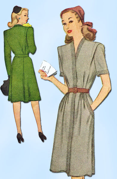 1940s Vintage McCall Sewing Pattern 5727 Uncut WWII Women's Dress Size 20 38B - Vintage4me2