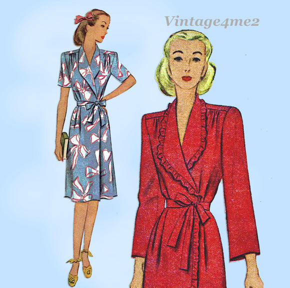 McCall 5737: 1940s WWII Plus Size Housecoat Size 46 Bust Vintage Sewing Pattern