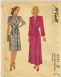 McCall 5737: 1940s WWII Plus Size Housecoat Size 46 Bust Vintage Sewing Pattern