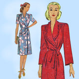 McCall 5737: 1940s WWII Plus Size Housecoat Size 46 Bust Vintage Sewing Pattern