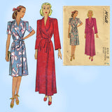 McCall 5737: 1940s WWII Plus Size Housecoat Size 46 Bust Vintage Sewing Pattern