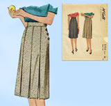 1940s Vintage McCall Sewing Pattern 5750 Misses WWII Pleated Skirt Sz 28 W