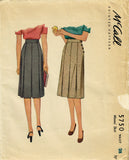 1940s Vintage McCall Sewing Pattern 5750 Misses WWII Pleated Skirt Sz 28 W