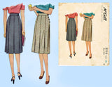 1940s Vintage McCall Sewing Pattern 5750 Misses WWII Pleated Skirt Sz 32 W