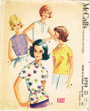 1960s Vintage McCall's Sewing Pattern 5753 Easy Sub Teen Girls Blouse Size 31 B
