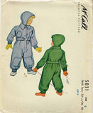 1940s Vintage McCall Sewing Pattern 5831 Uncut Toddler Snow Suit & Cap Size 2 - Vintage4me2