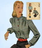 1940s Original Vintage McCall Sewing Pattern 5885 Misses WWII Blouse Sz 36 Bust -Vintage4me2