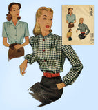 1940s Original Vintage McCall Sewing Pattern 5885 Misses WWII Blouse Sz 36 Bust -Vintage4me2