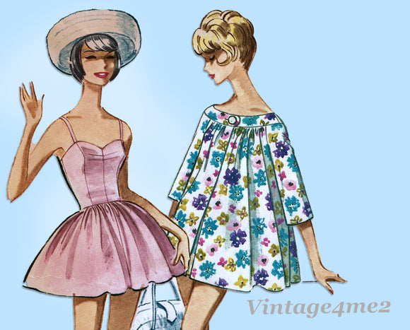 McCall 5906: 1960s Misses Bathing Suit & Beach Coat 32 B Vintage Sewing Pattern