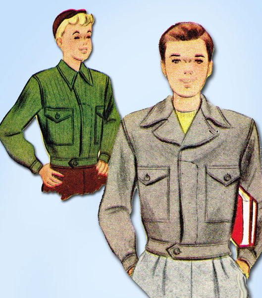 1940s Vintage McCall Sewing Pattern 5905 Uncut Boy's WWII Military Jacket Sz 8 - Vintage4me2