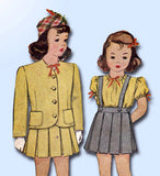 1940s Vintage McCall Sewing Pattern 5908 WWII Toddler Girls Suit & Blouse Sz 2 - Vintage4me2