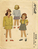 1940s Vintage McCall Sewing Pattern 5908 WWII Toddler Girls Suit & Blouse Sz 2