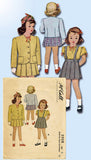 1940s Vintage McCall Sewing Pattern 5908 WWII Toddler Girls Suit & Blouse Sz 2