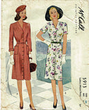 1940s Vintage McCall Sewing Pattern 5913 Plus Size Ladies Street Dress Size 44 B - Vintage4me2