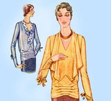 McCall 5959: 1930s Uncut Misses Blouse Gr8 Lines Sz 34 B Vintage Sewing Pattern - Vintage4me2