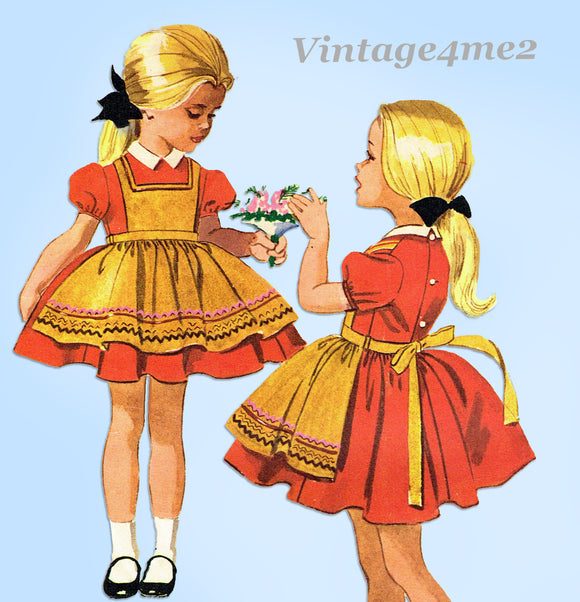 1960s Vintage McCall's Sewing Pattern 6024 Toddler Girls Helen Lee Dress Size 6