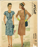 1940s Vintage McCall Sewing Pattern 6053 Misses WWII Afternoon Dress Size 34 B