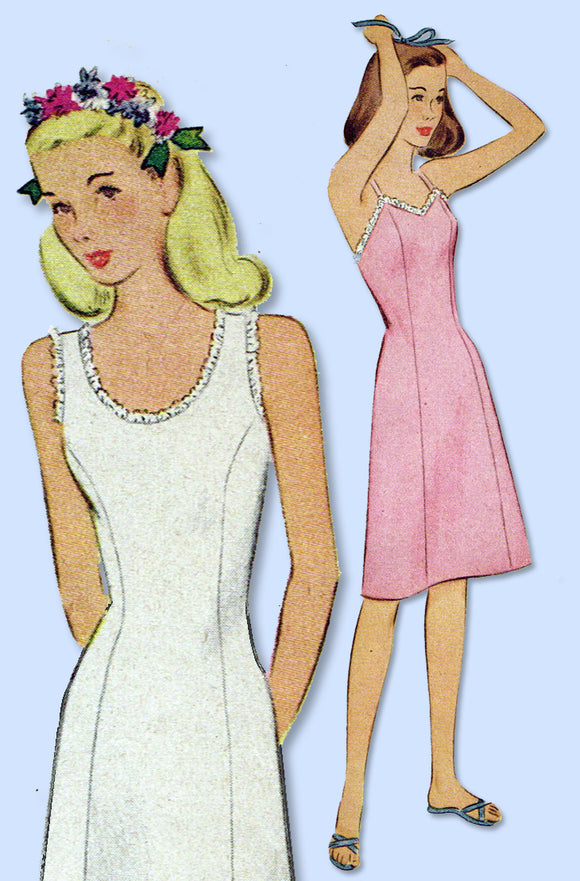 1940s Original Vintage McCall Pattern 6082 Little Girls Princess Cut Slip Sz 12