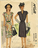 1940s Vintage McCall Sewing Pattern 6100 WWII Misses Shirtwaist Dress Size 34 B