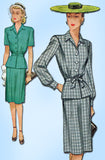 1940s Vintage McCall Sewing Pattern 6102 Misses WWII Suit Dress Size 14 32 Bust - Vintage4me2