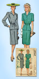 1940s Vintage McCall Sewing Pattern 6102 Misses WWII Suit Dress Size 14 32 Bust - Vintage4me2