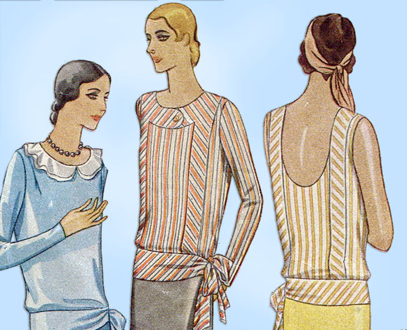 McCall 6103: 1930s Misses Sporty Flapper Blouse Size 34 B Vintage Sewing Pattern - Vintage4me2