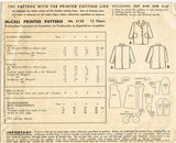 1940s Vintage McCall Sewing Pattern 6158 WWII Toddler Girls Coat Size 2 21 Bust - Vintage4me2