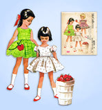 1960s Orig Vintage McCalls Sewing Pattern 6171 Easy Toddler Girls Dress Size 2